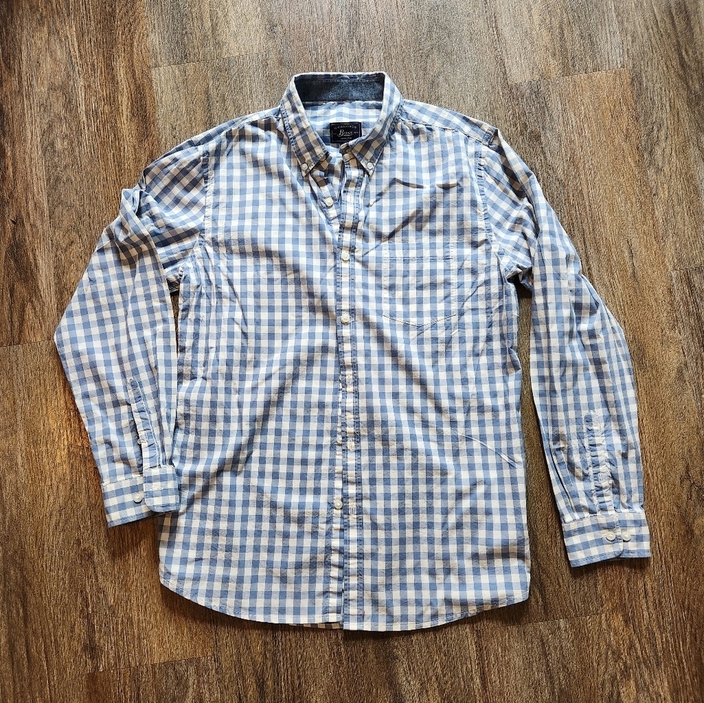 G.H. Bass & Co. Blue and White Plaid Casual Shirt Sz Medium